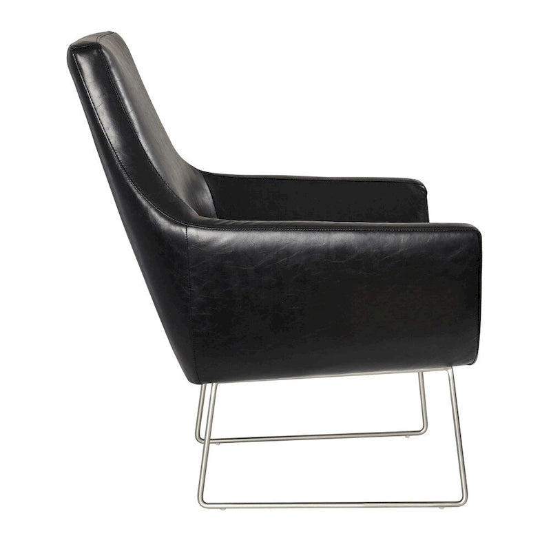 Chaise en cuir vieilli noir ou camel