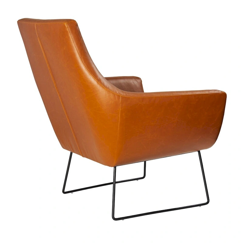 Chaise en cuir vieilli noir ou camel