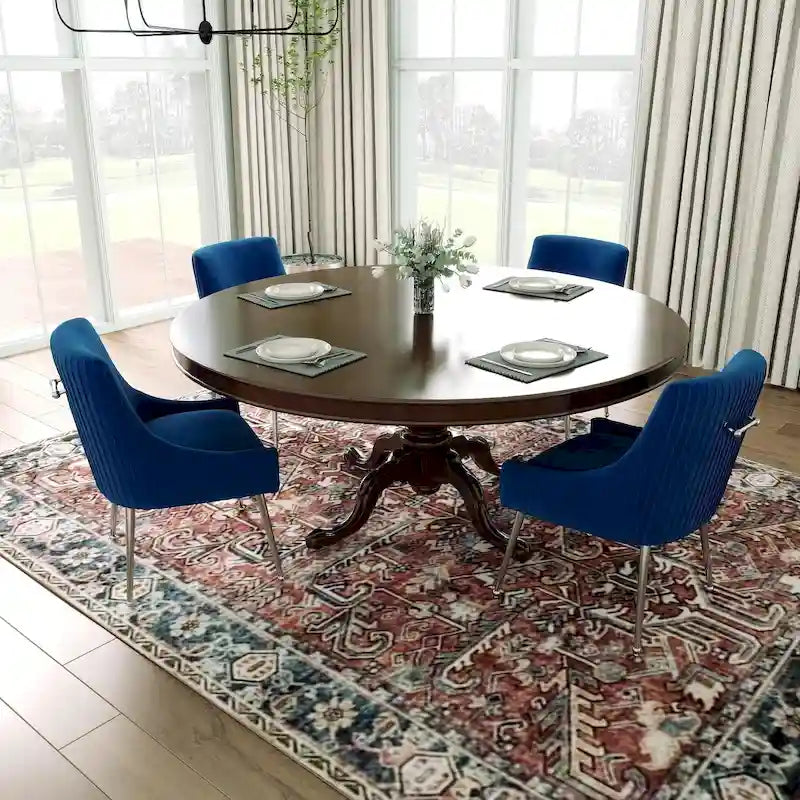 Lot de 4 chaises de salle à manger modernes en velours plissé avec poignée arrière