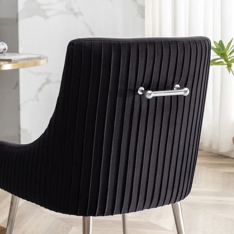 Lot de 4 chaises de salle à manger modernes en velours plissé avec poignée arrière