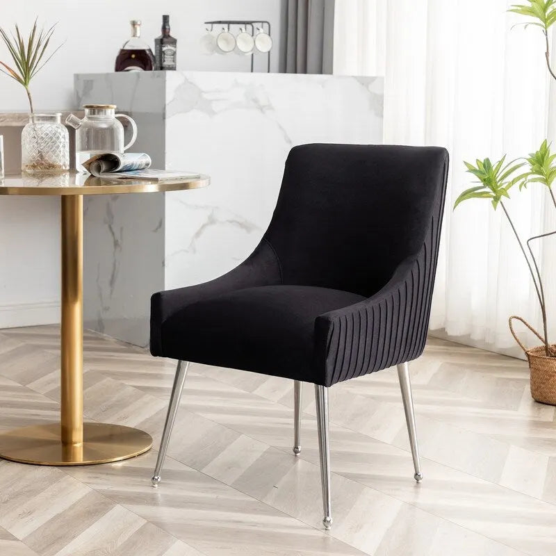 Lot de 4 chaises de salle à manger modernes en velours plissé avec poignée arrière