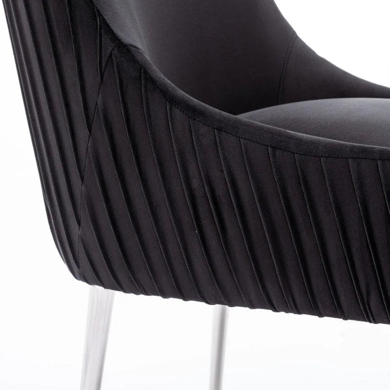 Lot de 4 chaises de salle à manger modernes en velours plissé avec poignée arrière