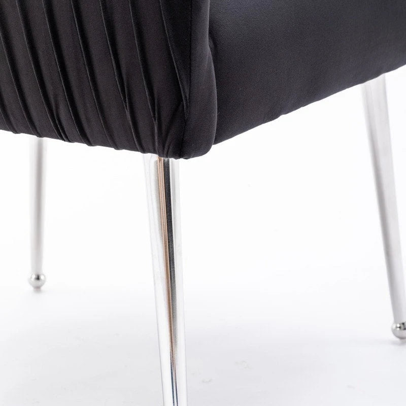 Lot de 4 chaises de salle à manger modernes en velours plissé avec poignée arrière
