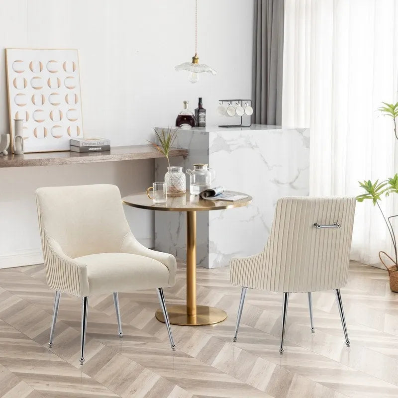Lot de 4 chaises de salle à manger modernes en velours plissé avec poignée arrière
