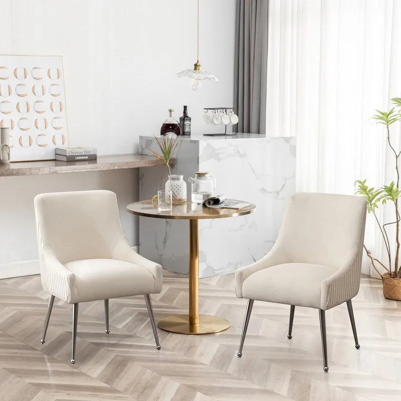 Lot de 4 chaises de salle à manger modernes en velours plissé avec poignée arrière
