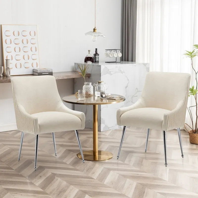 Lot de 4 chaises de salle à manger modernes en velours plissé avec poignée arrière