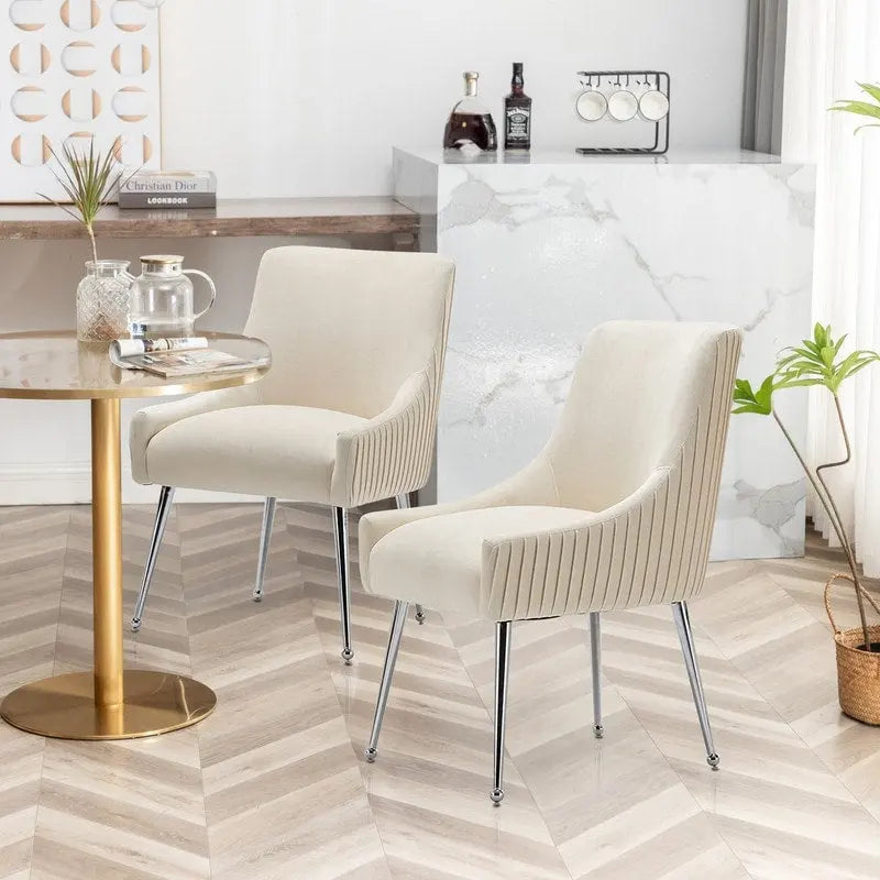 Lot de 4 chaises de salle à manger modernes en velours plissé avec poignée arrière