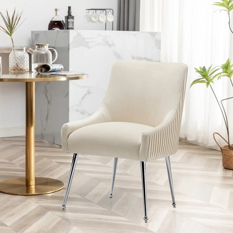 Lot de 4 chaises de salle à manger modernes en velours plissé avec poignée arrière