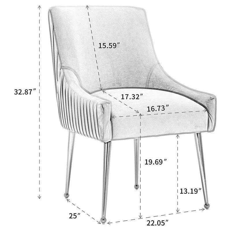 Lot de 4 chaises de salle à manger modernes en velours plissé avec poignée arrière