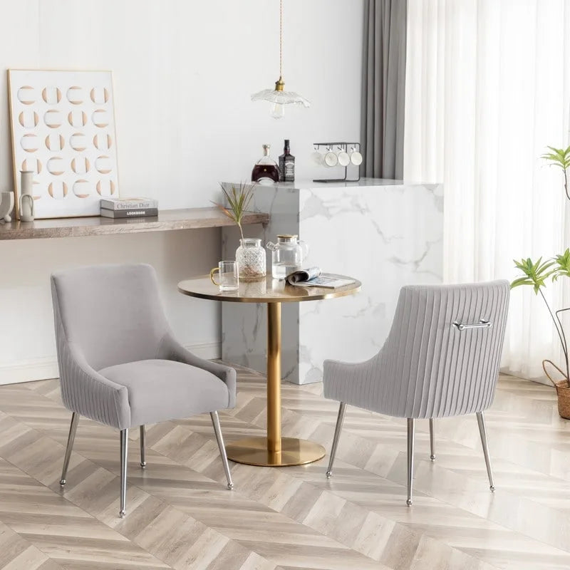 Lot de 4 chaises de salle à manger modernes en velours plissé avec poignée arrière
