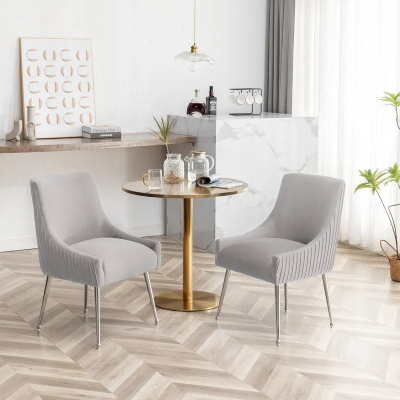 Lot de 4 chaises de salle à manger modernes en velours plissé avec poignée arrière