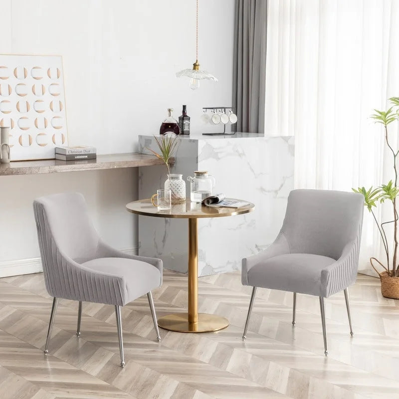 Lot de 4 chaises de salle à manger modernes en velours plissé avec poignée arrière