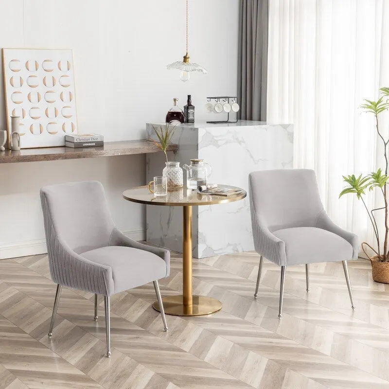 Lot de 4 chaises de salle à manger modernes en velours plissé avec poignée arrière
