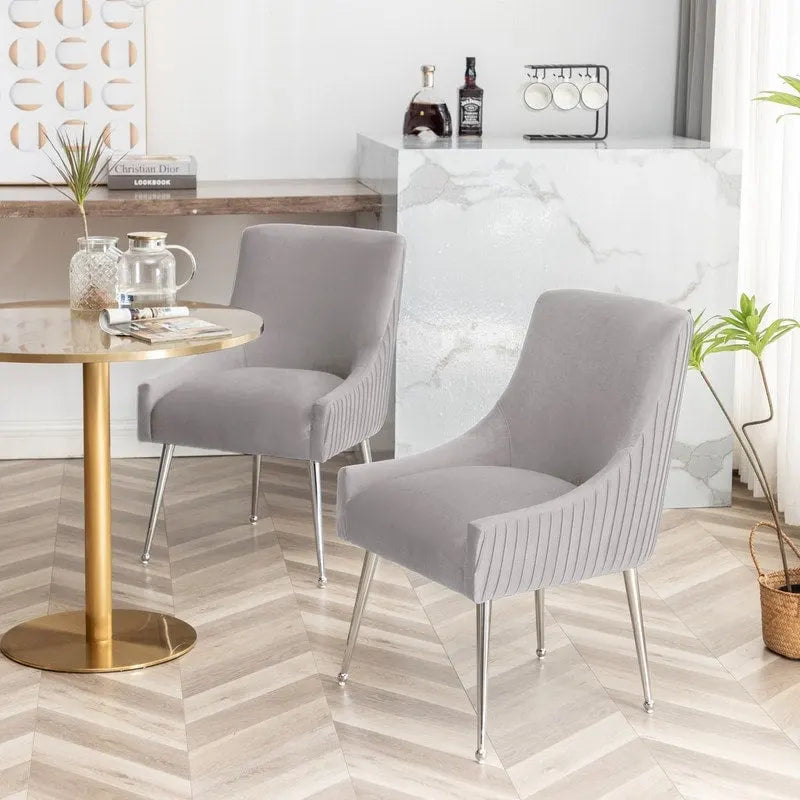 Lot de 4 chaises de salle à manger modernes en velours plissé avec poignée arrière
