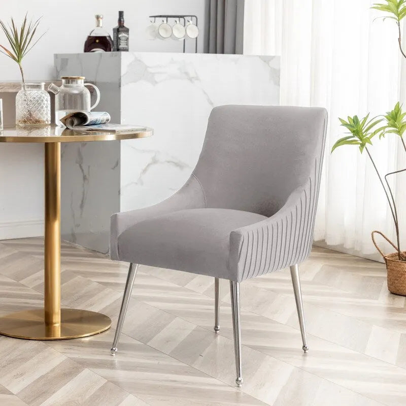 Lot de 4 chaises de salle à manger modernes en velours plissé avec poignée arrière
