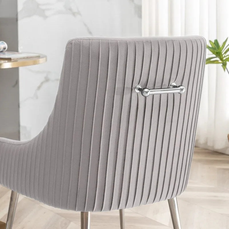 Lot de 4 chaises de salle à manger modernes en velours plissé avec poignée arrière