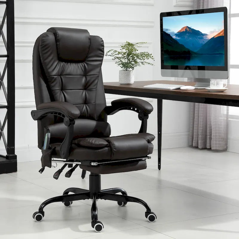 Fauteuil de Bureau de Direction Inclinable Massant à Dossier Haut