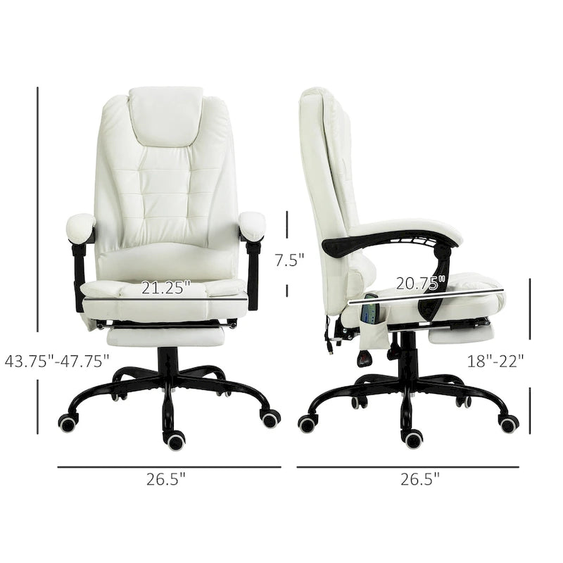 Fauteuil de Bureau de Direction Inclinable Massant à Dossier Haut