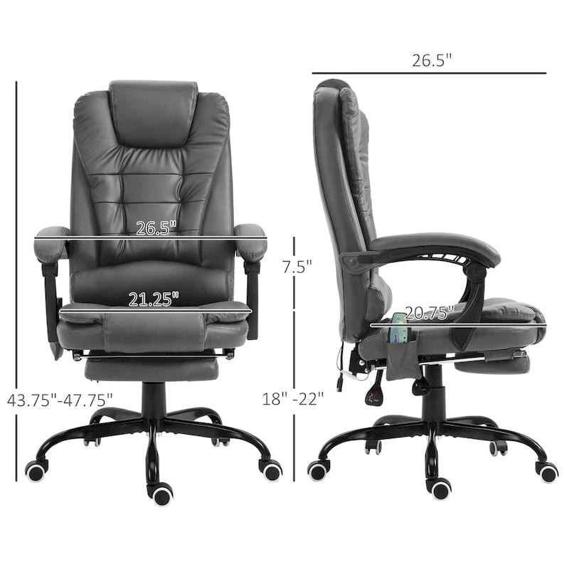 Fauteuil de Bureau de Direction Inclinable Massant à Dossier Haut