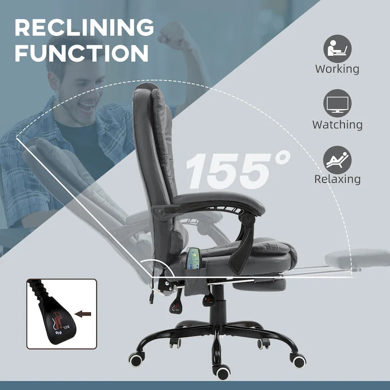 Fauteuil de Bureau de Direction Inclinable Massant à Dossier Haut
