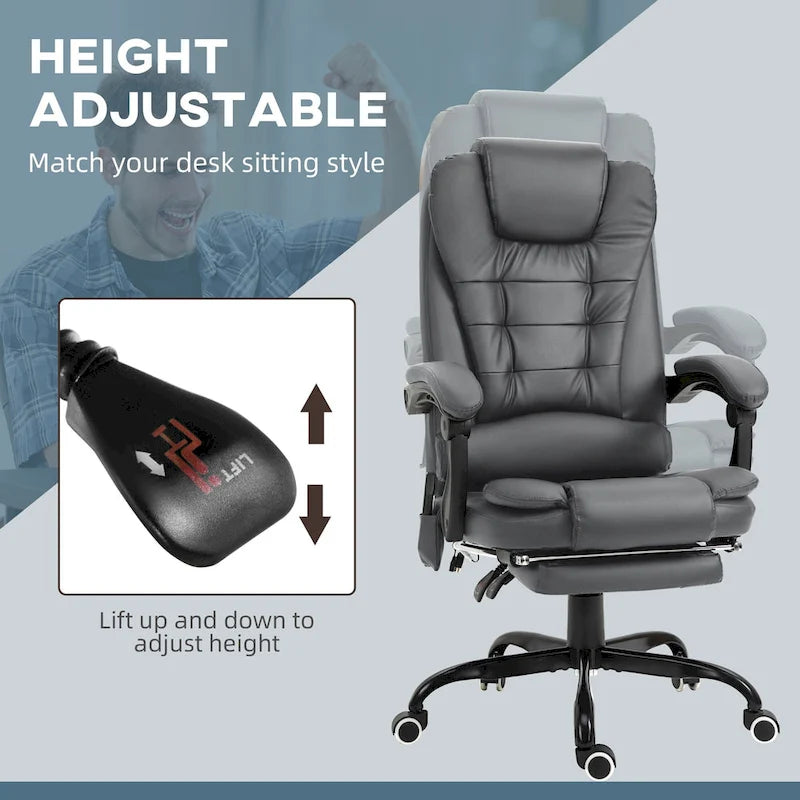 Fauteuil de Bureau de Direction Inclinable Massant à Dossier Haut
