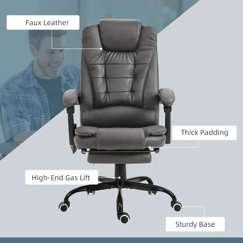 Fauteuil de Bureau de Direction Inclinable Massant à Dossier Haut
