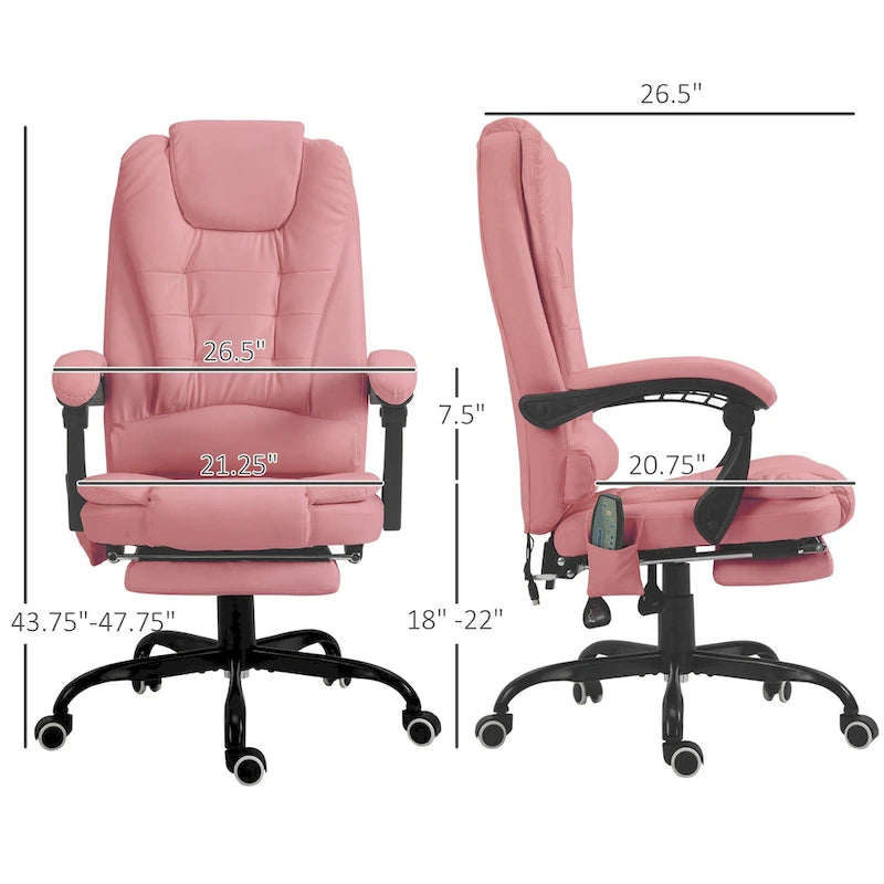 Fauteuil de Bureau de Direction Inclinable Massant à Dossier Haut