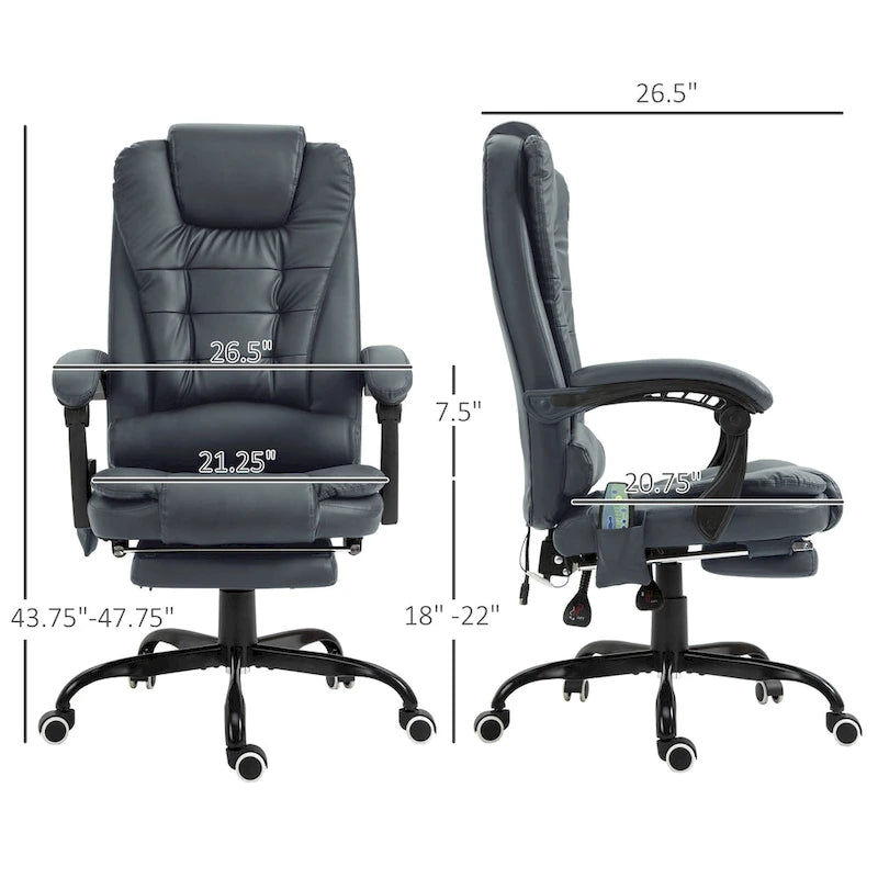 Fauteuil de Bureau de Direction Inclinable Massant à Dossier Haut