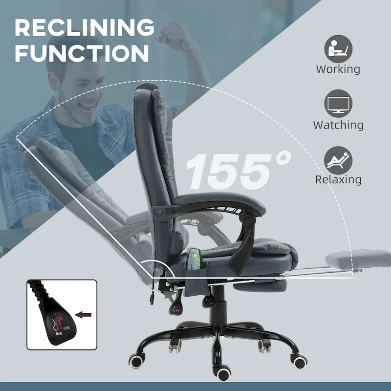 Fauteuil de Bureau de Direction Inclinable Massant à Dossier Haut