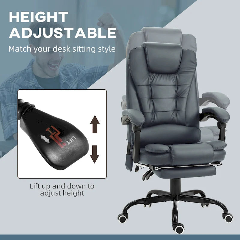 Fauteuil de Bureau de Direction Inclinable Massant à Dossier Haut