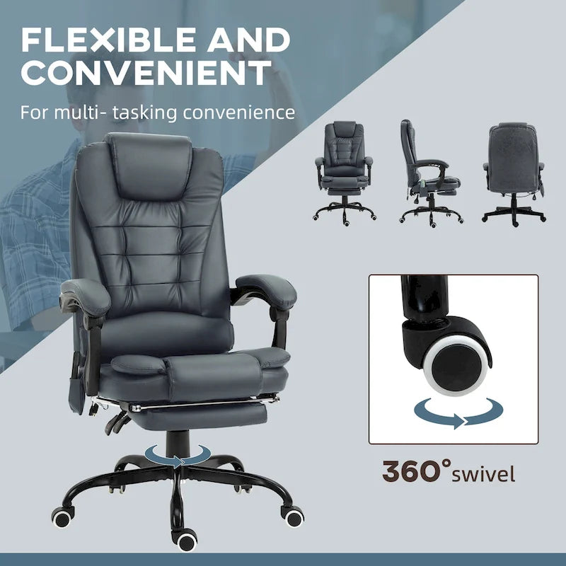Fauteuil de Bureau de Direction Inclinable Massant à Dossier Haut