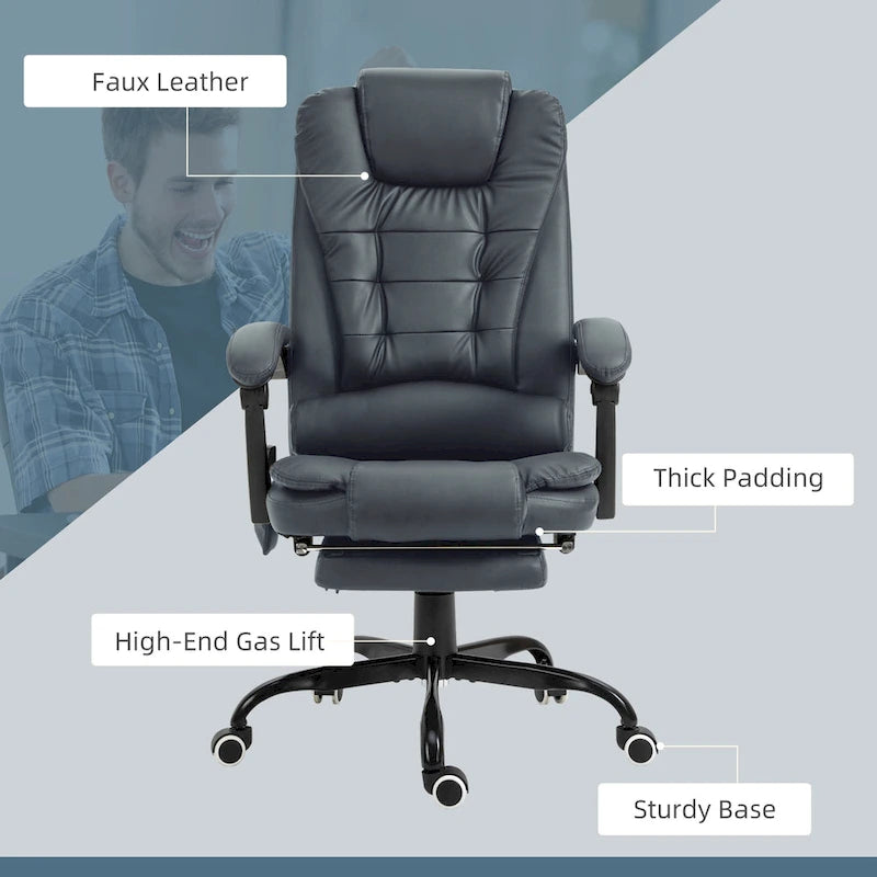 Fauteuil de Bureau de Direction Inclinable Massant à Dossier Haut