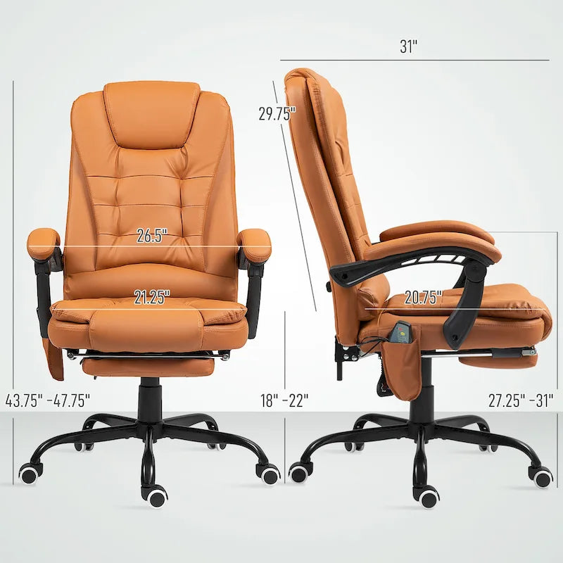 Fauteuil de Bureau de Direction Inclinable Massant à Dossier Haut
