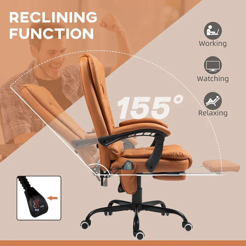 Fauteuil de Bureau de Direction Inclinable Massant à Dossier Haut