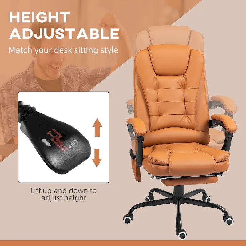Fauteuil de Bureau de Direction Inclinable Massant à Dossier Haut