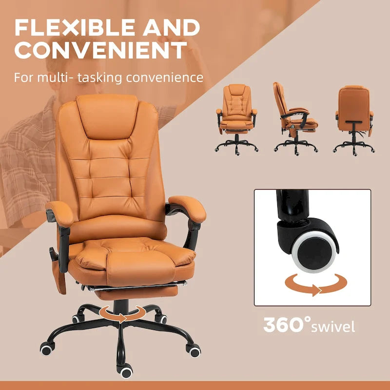 Fauteuil de Bureau de Direction Inclinable Massant à Dossier Haut