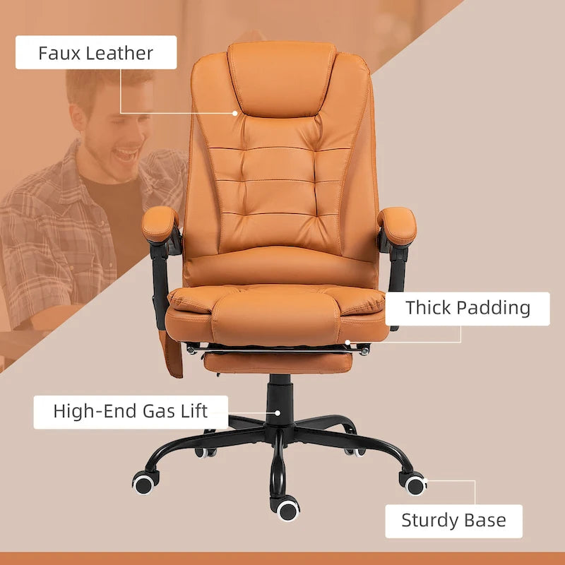 Fauteuil de Bureau de Direction Inclinable Massant à Dossier Haut