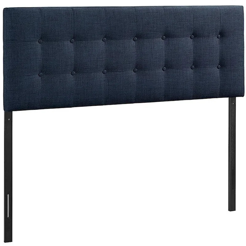 Tête de lit capitonnée en tissu bleu foncé élégant pour lit Queen Size