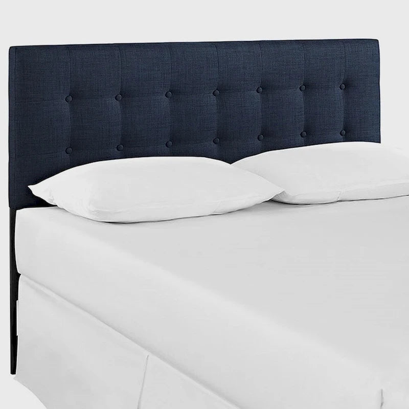 Tête de lit capitonnée en tissu bleu foncé élégant pour lit Queen Size