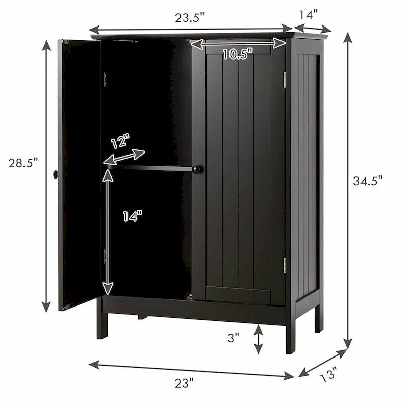 Meuble de rangement de salle de bain avec portes doubles, meuble à chaussures en bois sur pied