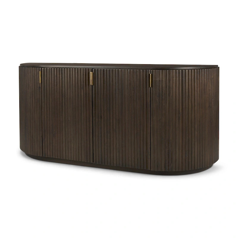 Bahut en bois massif marron foncé cannelé – 72,0 L x 18,5 l x 32,0 H