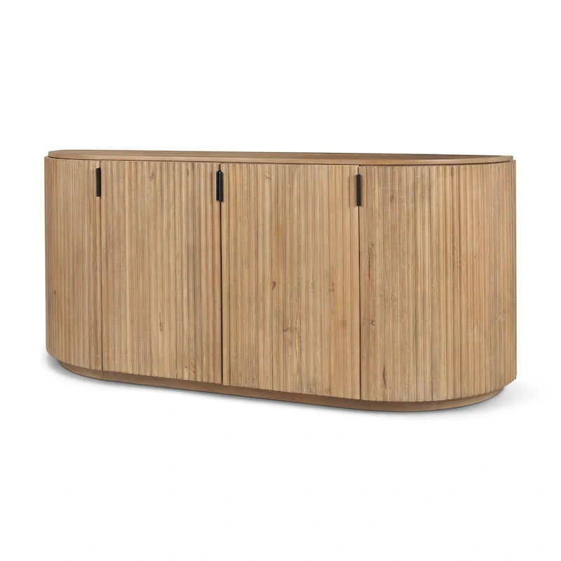 Bahut en bois massif marron foncé cannelé – 72,0 L x 18,5 l x 32,0 H