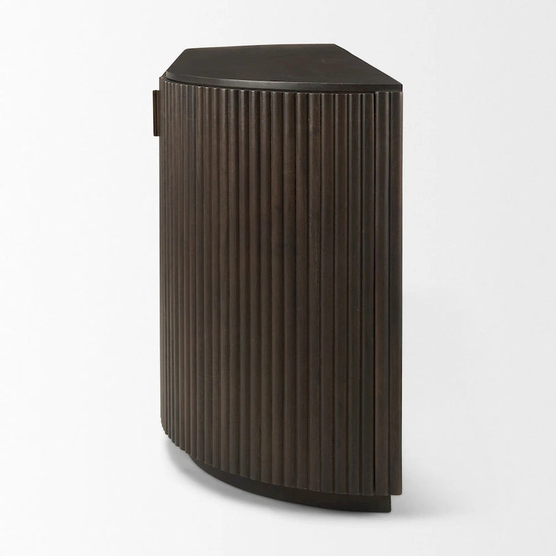 Bahut en bois massif marron foncé cannelé – 72,0 L x 18,5 l x 32,0 H
