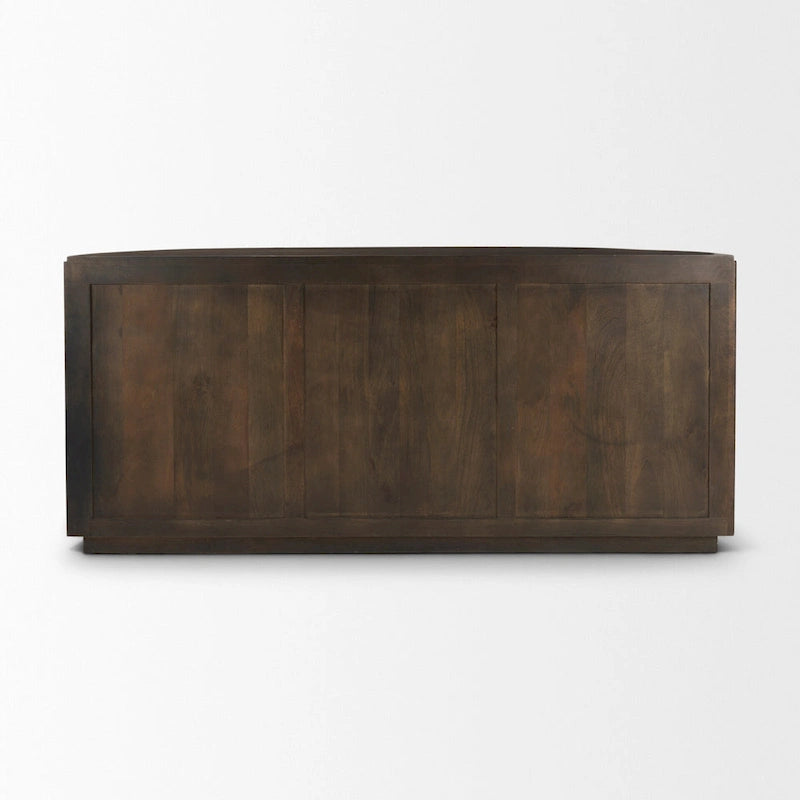 Bahut en bois massif marron foncé cannelé – 72,0 L x 18,5 l x 32,0 H