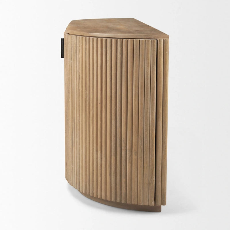 Bahut en bois massif marron foncé cannelé – 72,0 L x 18,5 l x 32,0 H