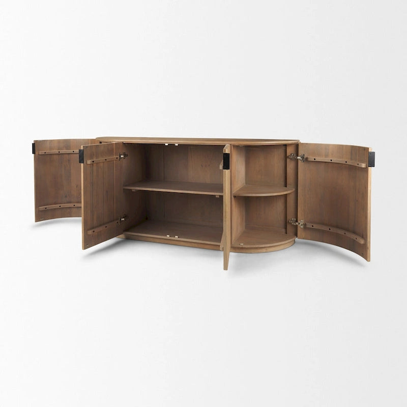 Bahut en bois massif marron foncé cannelé – 72,0 L x 18,5 l x 32,0 H