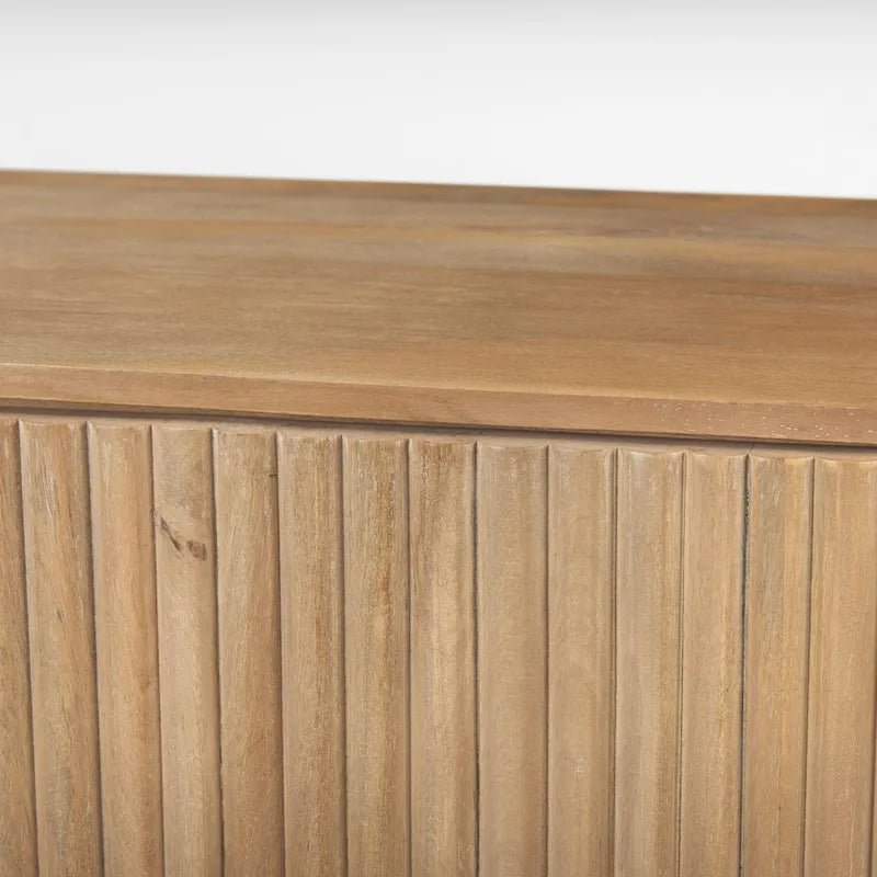 Bahut en bois massif marron foncé cannelé – 72,0 L x 18,5 l x 32,0 H