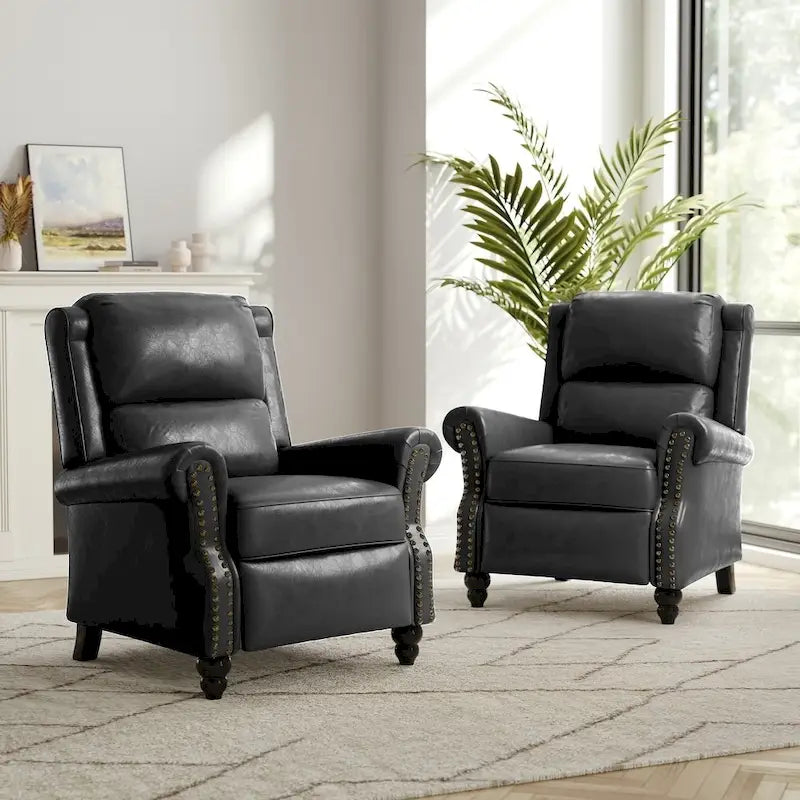 Fauteuil inclinable moderne 2 places avec assise rembourrée en cuir PU/tissu