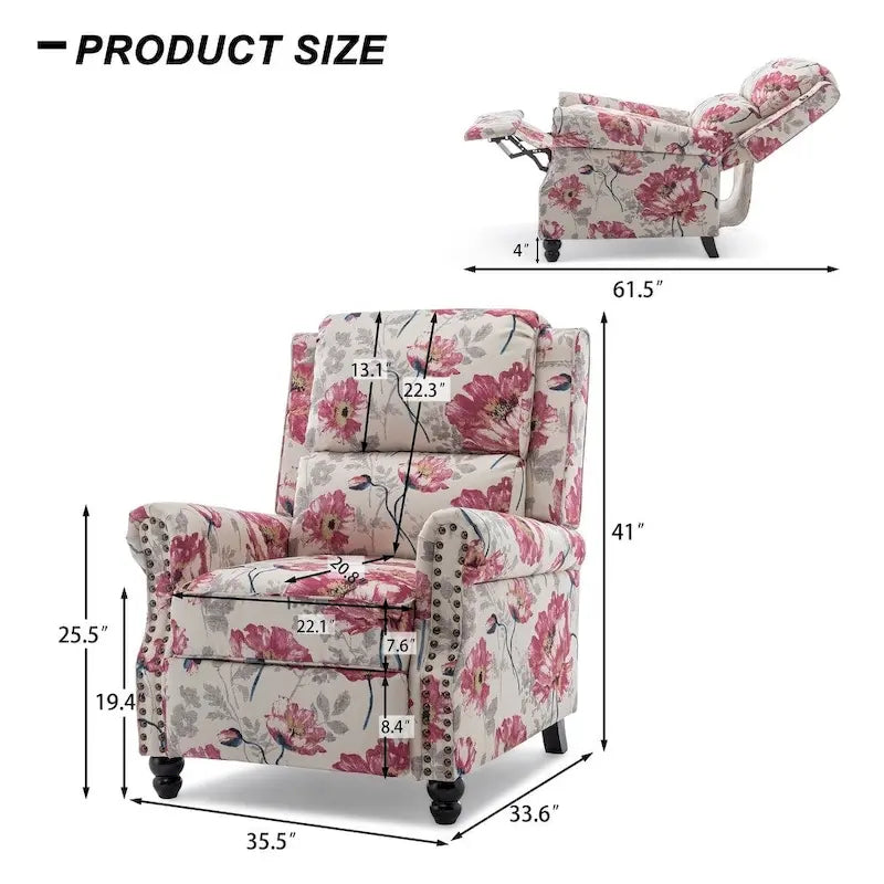 Fauteuil inclinable moderne 2 places avec assise rembourrée en cuir PU/tissu
