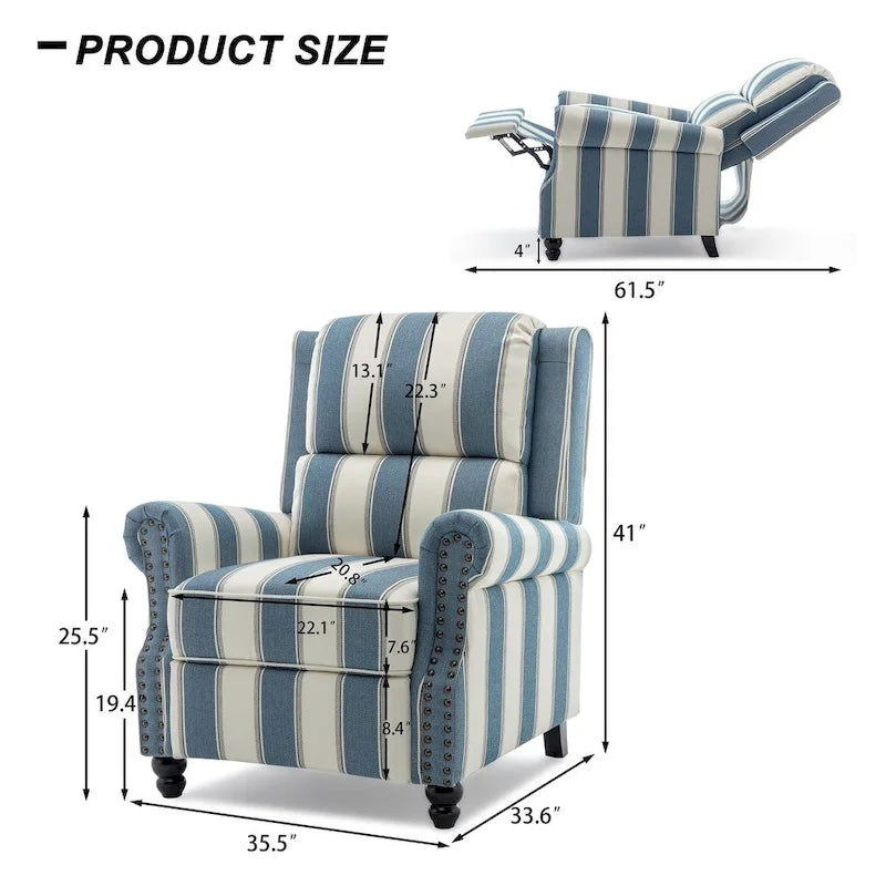 Fauteuil inclinable moderne 2 places avec assise rembourrée en cuir PU/tissu
